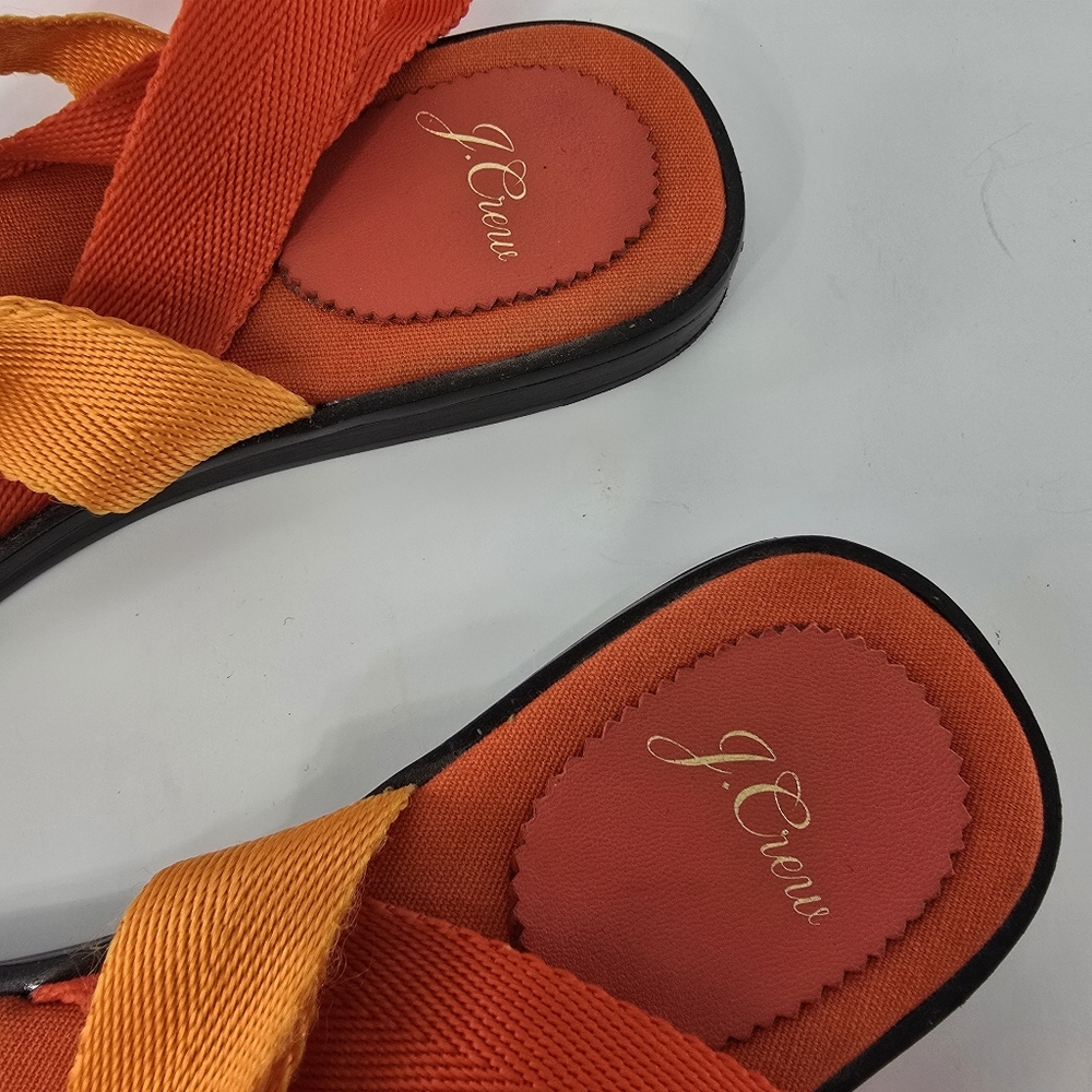 J Crew Gretchen Colorblock Strappy Sandals Webbed Web Strap Flat Shoes Size 10.5 - Picture 9 of 11